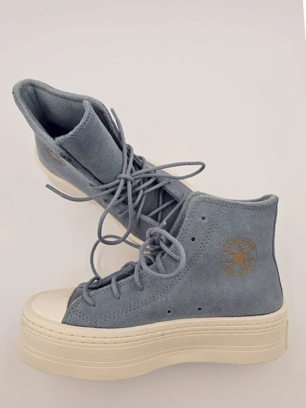 CONVERSE C T All Star Modern Lift Platform Suede BLUE A06816 Women's Size 5- NEW